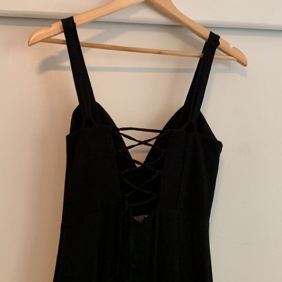 Flynn Skye XS Ariel Flare Wide Leg Crepe Jumpsuit in Black - Picture 4 of 7